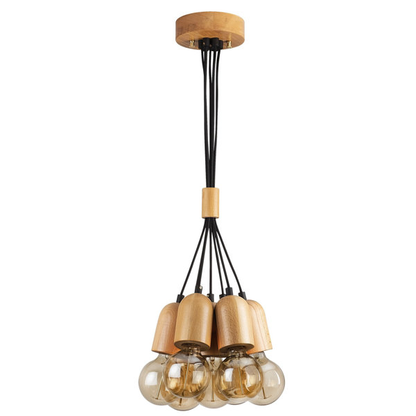 East Urban Home 7 Light Black/Gold Cluster Pendant Wayfair